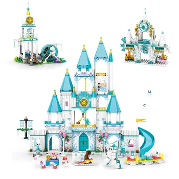 Disney Frozen Anna Castelul Arendelle Sat Printesa Blocuri Kit Cărămizi Film Clasic Model Fata De Jucarii Pentru Copii Cadouri