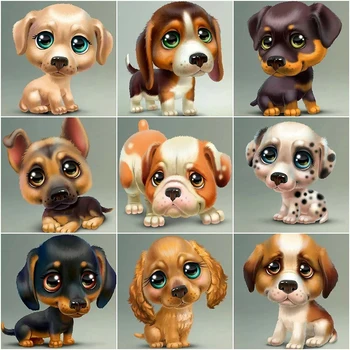 Diy 5D Diamant Pictura Kituri de Câine Diamant Broderie Animale Drăguț Mozaic Burghiu Plin de Arta de Perete Dormitor Copii Cameră Decor Acasă