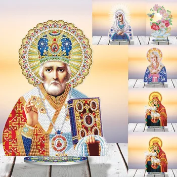 DIY diamant pictura religioasă idol pictura ornamente față-verso diamant broderie Fecioara Maria Creștin desktop decor