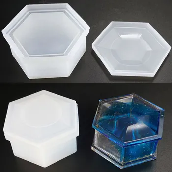 DIY Hexagon Cutie de Depozitare Mucegai Epoxidice Cristal de Prune-în formă de Mucegai Silicon Rășină Epoxidică Forme de Bijuterii Instrumente