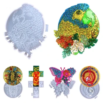 DIY Tigru, broasca Testoasa Fluture, Papagal Coaster Silicon Matrite 3D Animal Notă Muzicală Cupa Rogojini Decor Cristal Epoxidice Rășină de Turnare Mucegai