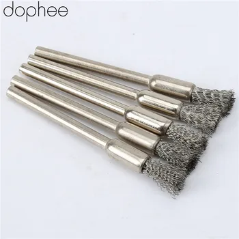 dophee 5Pcs Sârmă de Oțel Creion Perii Roata Mandrină Set Dremel de Accesorii pentru Instrumente Rotative 3.17 mm Diametru 40mm Lungime Lustruire