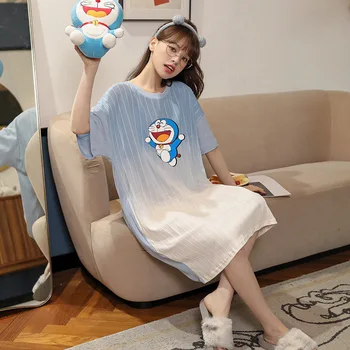 Doraemon de Desene animate de Vara pentru Femei Mâneci Scurte Pijamale de sex Feminin coreeană Dulce cămașă de noapte, Pijamale Femei îmbrăcăminte de noapte de Somn Rochie 2022