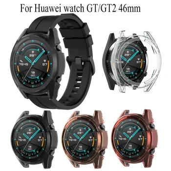 Dovada zero TPU transparent coajă de protecție Acoperă Pentru Huawei watch GT/GT2 46mm Acoperită pe Jumătate de Ecran Anti-toamna Caz de Protecție