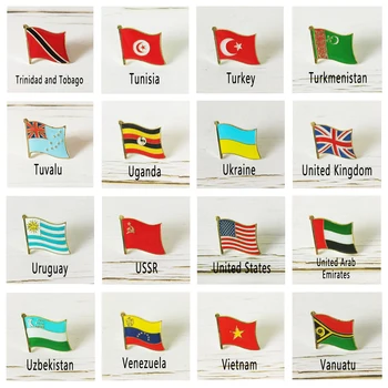 Drapelul național Metal Pin Rever Țară Insigna Toată Lumea, Tunisia, Turcia, Uganda, Ucraina, Regatul Unit, Statele Unite ale americii URSS Tuvalu