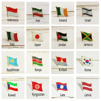 Drapelul național Metal Pin Rever Țară Insigna Toată Lumea, Indonezia, Iran, Irlanda Israel Italia Jamaica Kazahstan Kenya Kuweit
