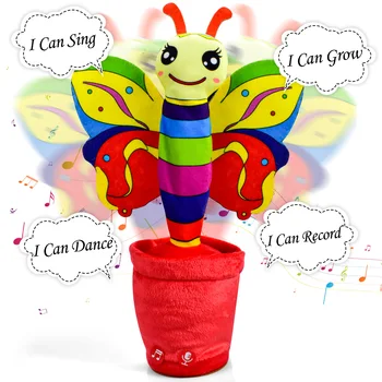 Drăguț De Pluș Planta Dans Fluture Vorbesc Jucarii Papusa Copil Liniștitor Divertisment Vorbi De Înregistrare A Sunetului Repeta Jucării Electronice