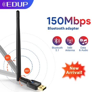 EDUP Adaptor Bluetooth USB 150M 2.4 GHz Bluetooth 5.1 Wireless Dongle Adaptor Long Range Difuzor Receptor Audio Pentru Laptop, PC
