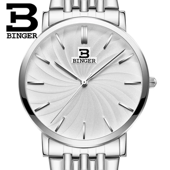 Elveția BINGER Bărbați Ceas de Lux Marca Cuarț Plin Inoxidabil Curea foarte Subtire de Ceasuri de mana rezistent la apa de sex Masculin ceas B3051M
