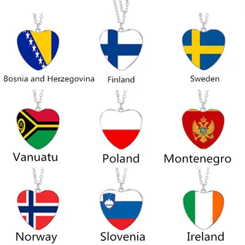 Europa, Irlanda, Polonia, Bosnia și Herțegovina, Finlanda, Muntenegru, Norvegia, Suedia, Slovenia, Spain Flag Colier Pandantiv