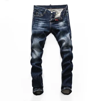 Europene dsq brand barbati Italia blugi pantaloni design de top rece blugi Barbati Slim blugi pantaloni din denim blue hole Pantaloni jeans pentru bărbați