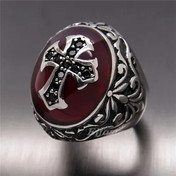 Europene Și Americane de Zirconiu Barbati Vampir Cross Ring Moda Religioase Populare Inel Jewelry2021