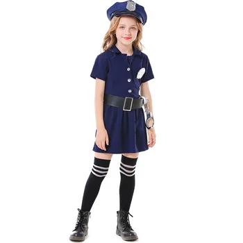 Fata Ofițer De Poliție Costum De Halloween Petrecere De Carnaval De Purim Polițist Cosplay Uniformă Copil Copil Rochie Fancy
