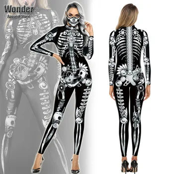 Femei Bărbați Corpul Uman Craniu Schelet Punk Imprimare 3D Salopeta Adulți Halloween Costume Cosplay Petrecere, Joc de Rol Dress Up Tinuta