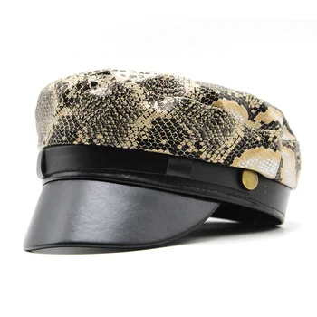 Femei Leopard de Imprimare Bereta pălărie de Iarnă PU Cald Pictor capac Retro Stil Britanic Octogonal Marina Pălăria în aer liber capac de vânzător de ziare