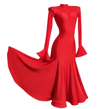 Femei Roșu De Bal Rochie De Dans Mare Pendul Modern Dans Rochii De Flamenco Vals De Performanță Purta