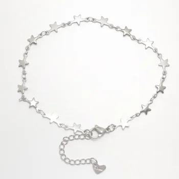 Femeile Star Pendant Brățară 304 din Oțel Inoxidabil de Culoare Argintie Pentagrama Steaua 22.8 cm(9