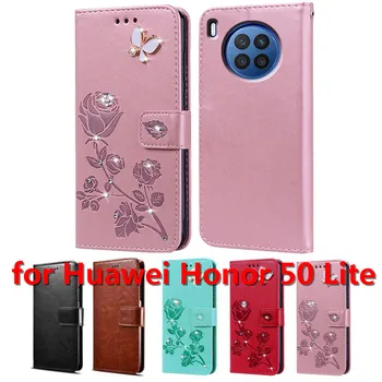 Flip PU Piele Caz pentru Huawei Honor 50 Lite Wallet Cover pentru Huawei Honor50 Lite Carte de Buzunar de Protecție Capa Coque