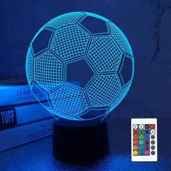 Fotbal Lumini de Noapte pentru Copii Iluzia 3D de Fotbal Lumini 16 LED-uri de la Distanță de Schimbare a Culorii Atinge de Masă Lămpi de Birou Decor Ziua de Crăciun