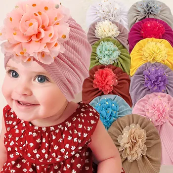 Frumoasă Floare Stralucitoare Copil Pălărie Turban Drăguț Arc De Culoare Solidă Copii Fete Băieți Pălărie Căciuli Moale Pentru Nou-Născut Capac Bentita Cap Împachetări