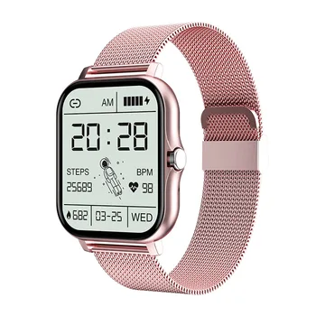 Full Touch Sport Ceas Inteligent Pentru Femei Bărbați Rata De Inima Fitness Tracker De Apelare Bluetooth Smartwatch Centura De Plasă Conectat Ceas De Mână