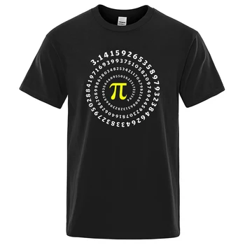 Funny T-shirt pentru Bărbați Pi π Spirală Matematică Geometrie Tipărite Mens T Shirt Bumbac cu Maneci Scurte T-shirt Streetwear Sus Tees