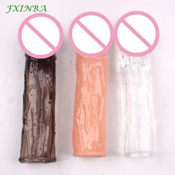 FXINBA 17Cm Vibrator Teaca Reutilizabile Prezervative Penis Realist Extender Penis Sleeve Mare Jucarii Sexuale Pentru Barbati
