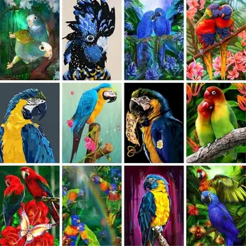 GATYZTORY 60x75cm Pictura De Numere DIY culoare Papagal Fara rama Pictură Digitală Animale Desen De Numere Pe Panza Unic Gi