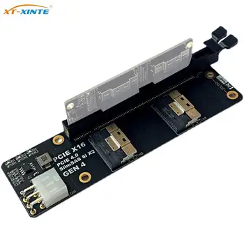 Gen4 2 Porturi SlimSAS 8i x2 la PCIE 4.0 x16 Slot Adaptor Placa De Rețea placa Grafica placa Video cu placa de Captura GPU 6pini Putere