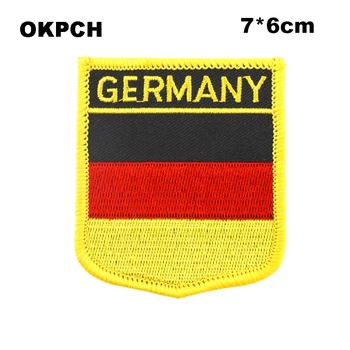 Germania Flag Scut în Formă de Fier de pe Broderie Patch-uri Văzut pe Transfer Patch-uri de Aplicații de Cusut pentru Haine