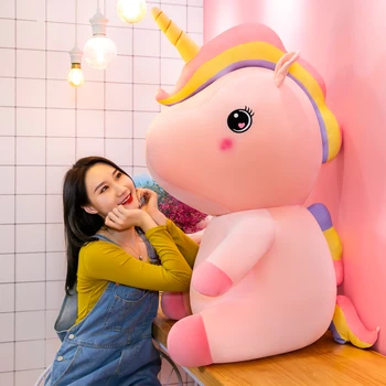 Gigant de Dimensiuni Mari de Pluș Unicorn Jucărie de Păpuși Umplute Saci de Umăr de Cai de Animale pentru Copii Fete de Perna Ziua de nastere Cadou de Anul Nou