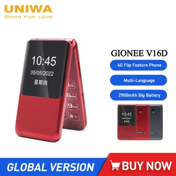 GIONEE V16D 4G Flip Telefon Caracteristică de 2 gb+16 GB Dual Touch Screen Telefoane mobile Big Push-Butonul de Telefoane Mobile pentru persoanele în Vârstă Whatsapp SOS