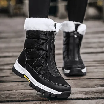 Glezna Cizme Femei de Iarna Impermeabil Pantofi Ține de Cald anti-alunecare, Negru Cizme de Zapada Doamnelor Dantela-up Plus Dimensiune 42 Cizme Albe