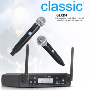 GLXD4 Microfon fără Fir 2 Canale UHF Profesionale Mic Portabile Pentru Etapa Petrecere Karaoke Biserică