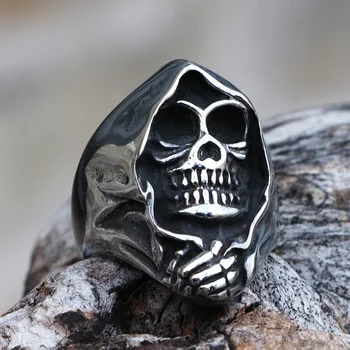 Gotic Grim Reaper Craniu Inele Pentru Bărbați Din Oțel Inoxidabil Punk Motociclist Craniu Inel De Sex Masculin Moda Bijuterii Farmec Mai Bun Cadou Pentru Prieten
