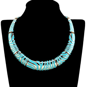 HAHA&TOTO Moda Placat cu Aur de Zebra stripe Email Colorat Colier Guler pentru Femei Declarație Colier Bijuterii de 5 Culori