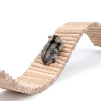Hamster De Amenajare A Teritoriului Jucarie Leagan Cu Scara Din Lemn Mobilier Ursul De Aur Arch Pod Partiție Gard Lung De Hamster Accesorii