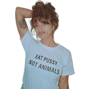 Harajuku Mananca Pasarica Nu de imprimare de Animale din bumbac Tricou Femei Grafic Teuri Vegan Logo tricou Fete Imprimate Topuri hipster