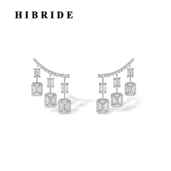 HIBRIDE de Lux de Moda de Cristal Geometrice Piatra Picătură Cercei Pentru Femei Bijuterii de Nunta Brincos Legăna Cercei Bijoux E-874