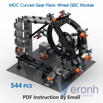 High-tech Curbat Gear Rack Roata GBC Modul Creativ MOC Blocuri Minge de Invenție cu PF Montaj Caramida Jucărie de Învățământ