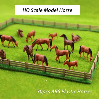 HO 1:87 Scară Miniaturală ABS Pictat Animale de Ferma de Simulare de Cal Jucarii Model Diorama Plastic Jucărie de Învățământ pentru Copii 30buc