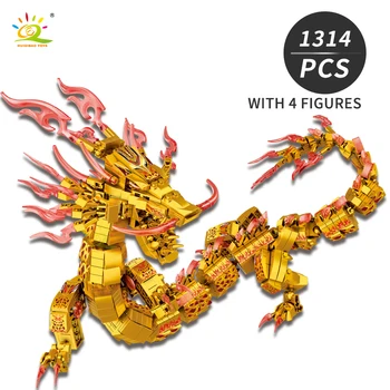 HUIQIBAO 1314Pcs Ninja Dragon de Aur Model Blocuri Băieți de Oraș DIY Dragon Knight Învățământ Cărămizi Cifre Jucarii pentru Copii
