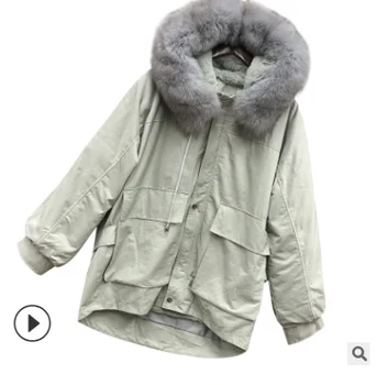 Iarna 2020 Placinta femeilor jos scurte stil non-detașabil vulpe guler de blană haină de blană