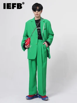 IEFB Barbati Casual Costum coreeană Stil Casual Slim Top Culoare Solidă Proiectare de Despicare 2023 Toamnă la Modă Noi 9A1638