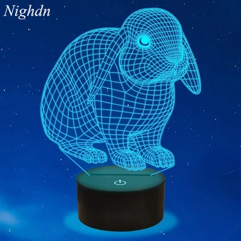Iepure 3D Iepure Lampa Bunny Lumina de Noapte pentru Copii, 16 Schimbare de Culoare cu Control de la Distanță de Vacanță de Crăciun Cadouri pentru Băieți și Fete