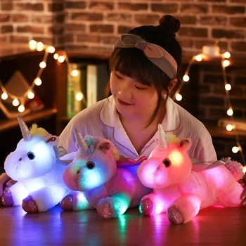Iluminat Unicorn Luminos Unicorn De Pluș Jucărie Animal Minunat Moale Umplute Păpușă Potoli Setea Jucarii Copii Cadou De Ziua De Nastere