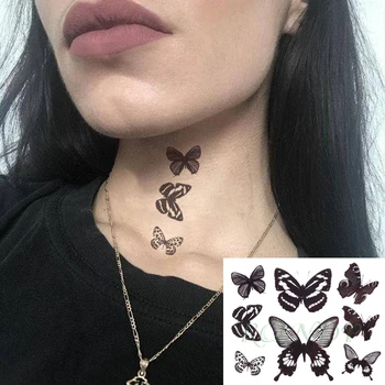 Impermeabil Tatuaj Temporar Autocolant Negru Fluture Mic Corp de Artă Tatuaj Fals Flash Tatuaj pe Încheietura Piciorului Mana pentru Barbati Femei