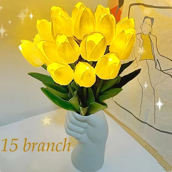 Ins a DUS Floare de Lalea Lampa Creative Luminos Lalele Flori Artificiale Lumini Pentru Banchet, Foto Recuzită Noptiera Acasă Decor Nunta