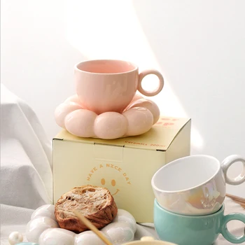 Ins roșu Net Macaron Serie de Cafea Ceasca de Floarea-soarelui de Cafea din Ceramică Ceasca Si Farfurie Creative Ceai de după-Amiază Ceramice Ceasca Si Farfurie Cadou