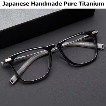 Japoneze lucrate Manual din Titan Pur Rama de Ochelari pentru Bărbați Ochelari de vedere Femei Pătrat Miopie Optice Ochelari Ochelari DLX405